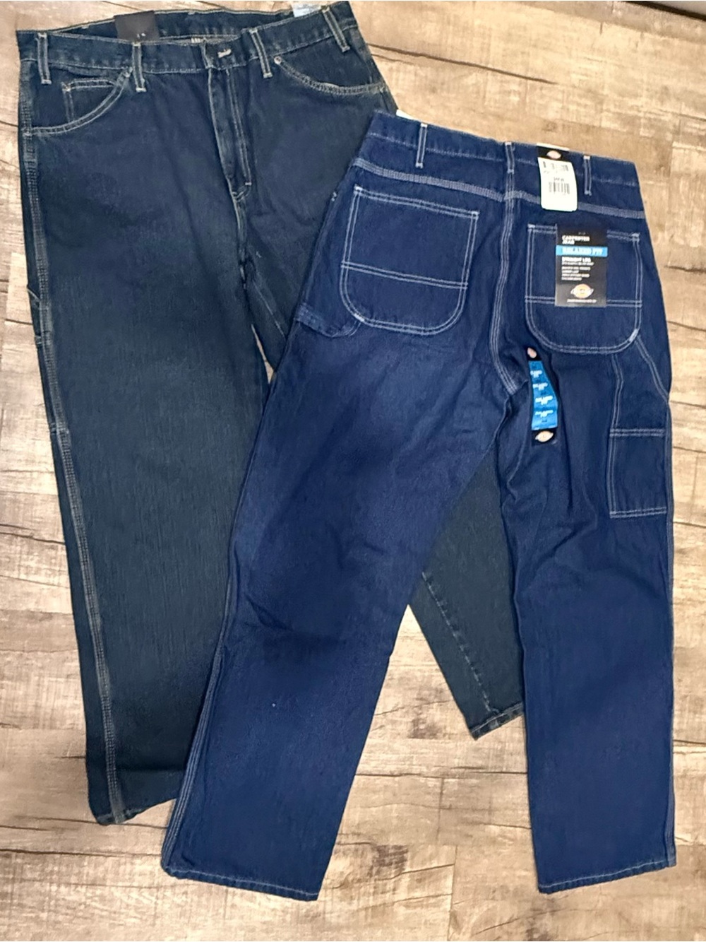 2 pair Dickies Men's Dual Tone Work Jeans - Navy & Dark Blue 34x30